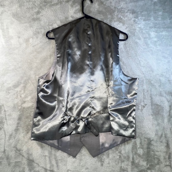 Mens Grey Formal Dress Vest Size L Polyester Viscose Wedding Prom Suit - Picture 6 of 7